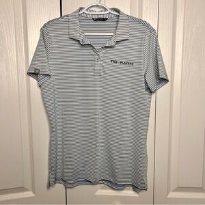 LevelWear The Players Golf Polo Shirt Women’s Striped Blue White L Short Sleeve
